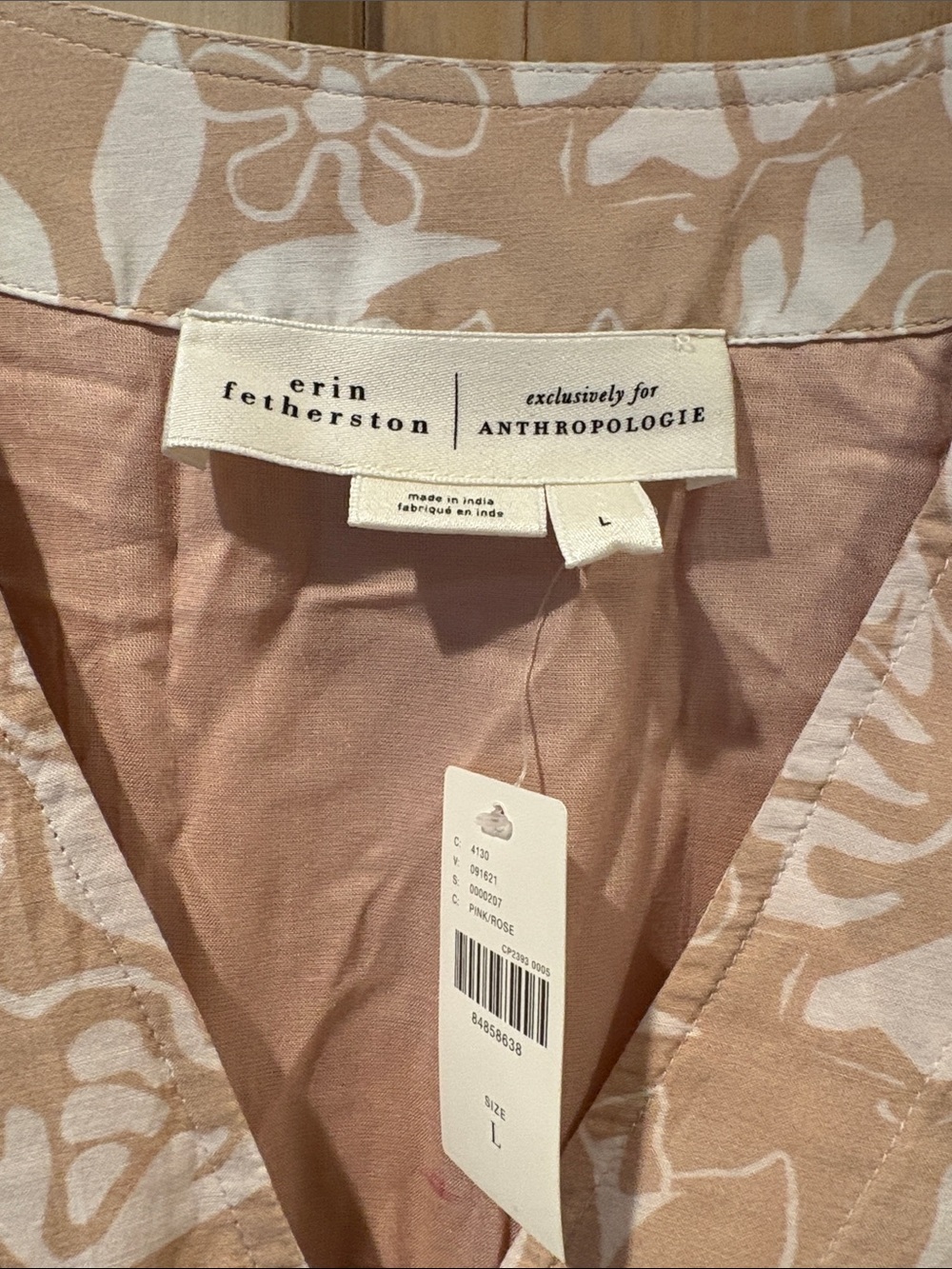 New with tags. Anthropologie Pink and Cream Floral Tiered Maxi Dress Size Large - Picture 4 of 8
